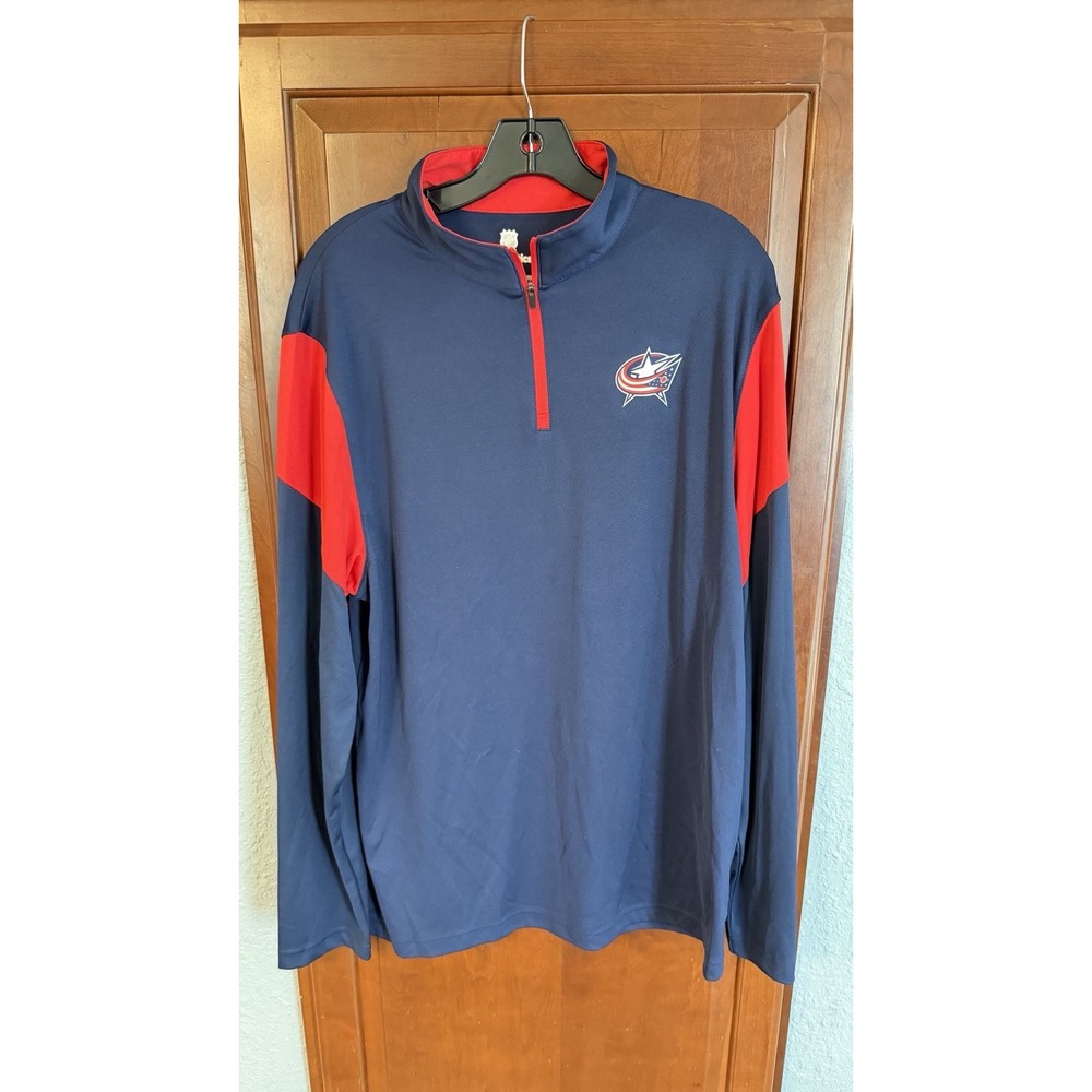 Men's Large Fanatics Navy Columbus Blue Jackets Authentic Quarter-Zip Pullover